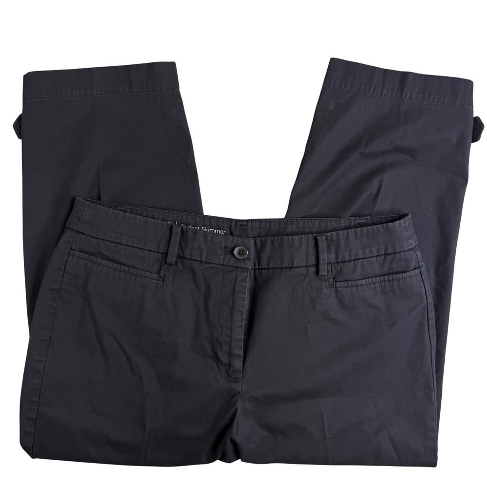 Talbots Perfect Skimmer Black Cropped Pants Womens 10 Stretch Cotton Capris